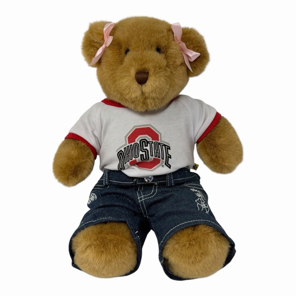 Build-A-Bear Ohio State Buckeyes Teddy Bear Plush OSU T-Shirt & Denim Jeans